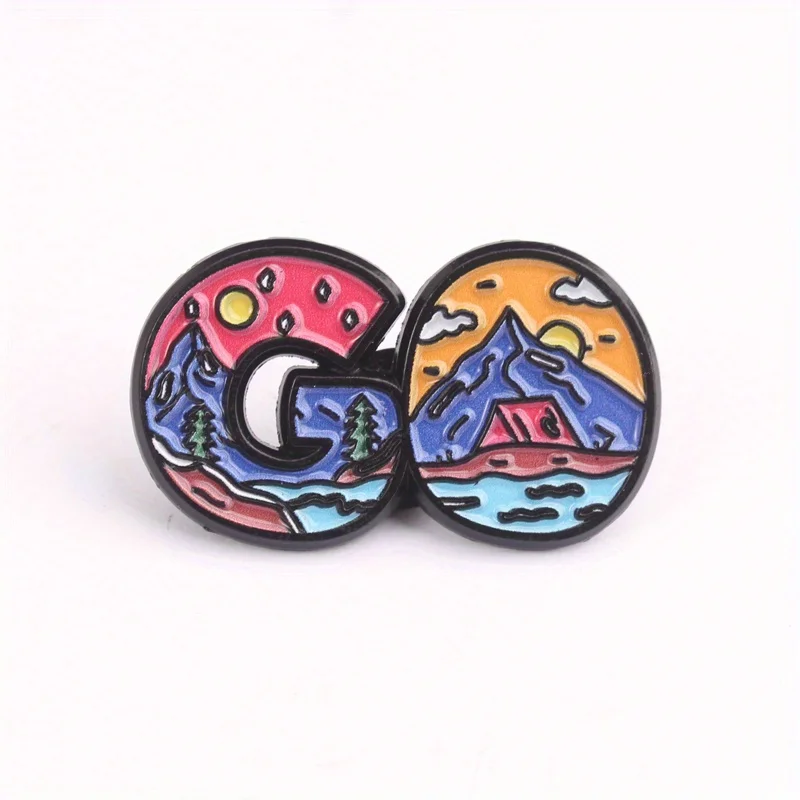 G&O pin esmaltado alfabeto aventura letra G – camping al atardecer - imagen 3