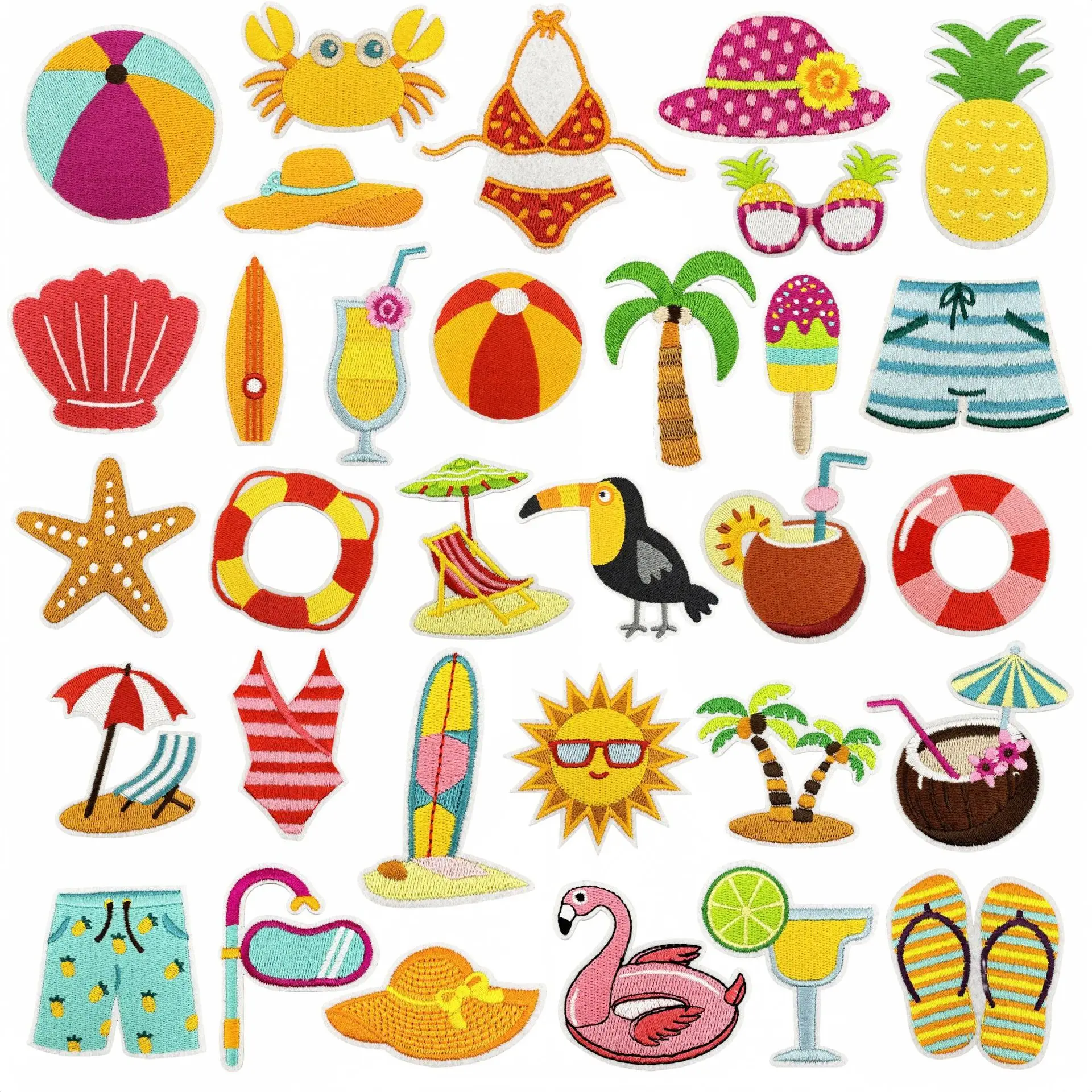 Parche bordado tropical para planchar – surf y playa - imagen 2
