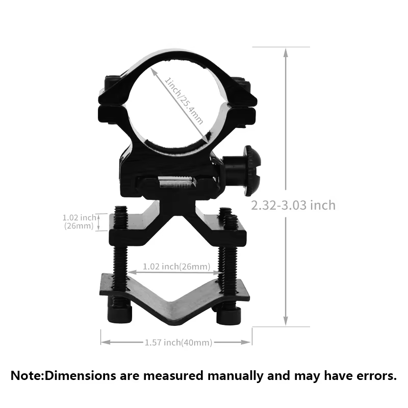 Montaje rail táctico para linterna y láser – Desmontable 1 pulgada - imagen 2