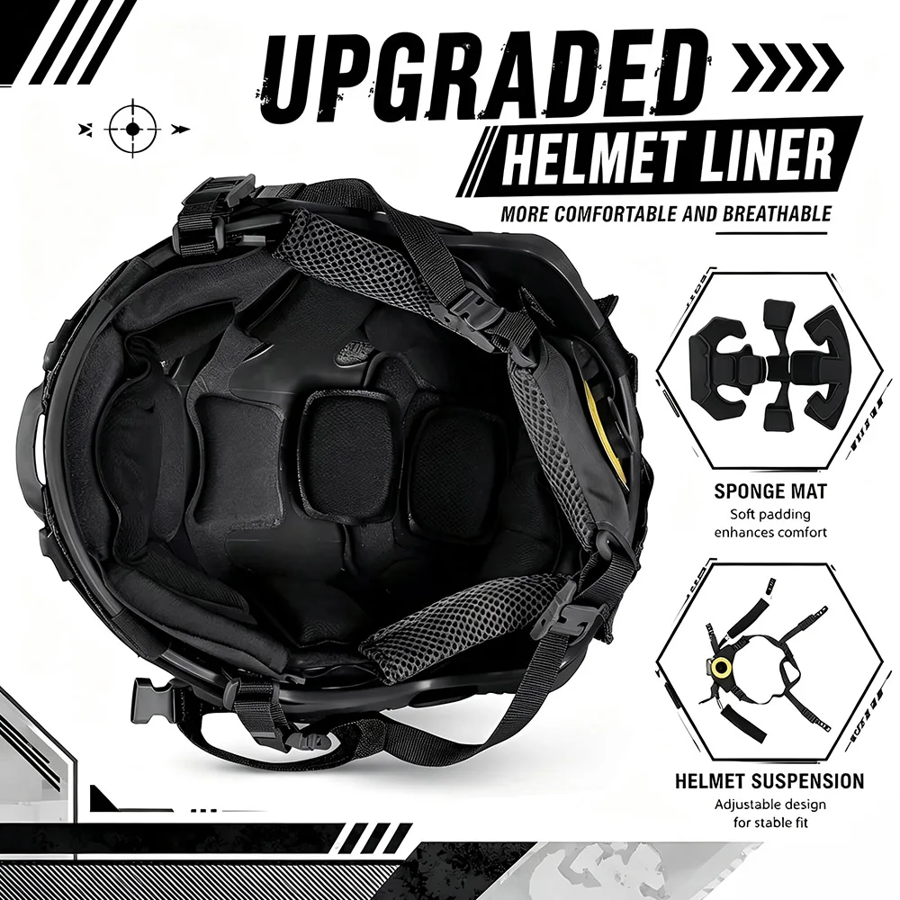 Casco táctico FAST para airsoft con auriculares y máscara de malla - imagen 2