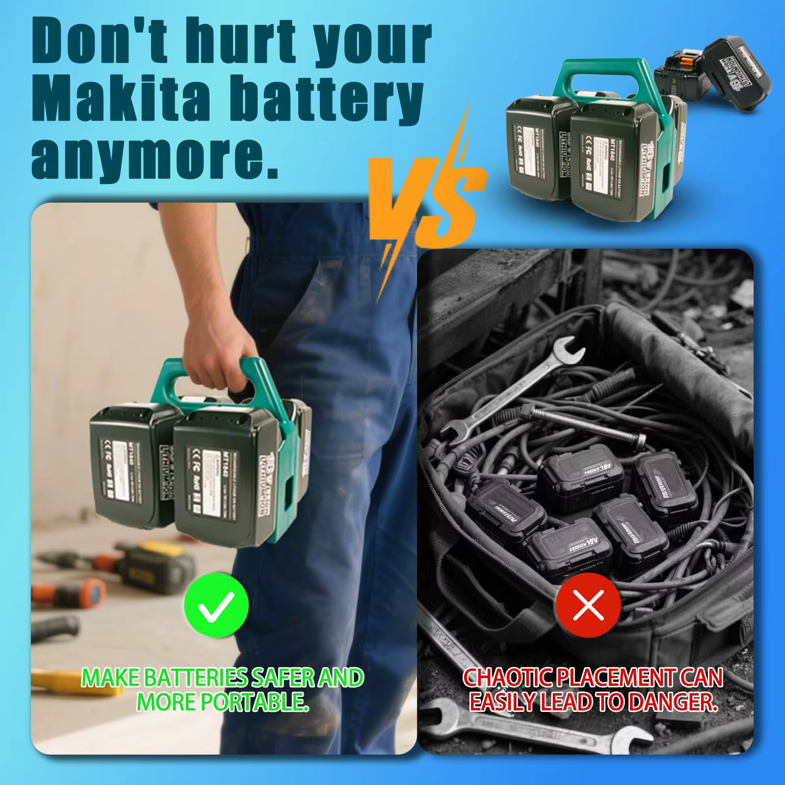 Estuche portabaterías Makita 18V y 14,4V – Soporte para 4-6 baterías - imagen 4