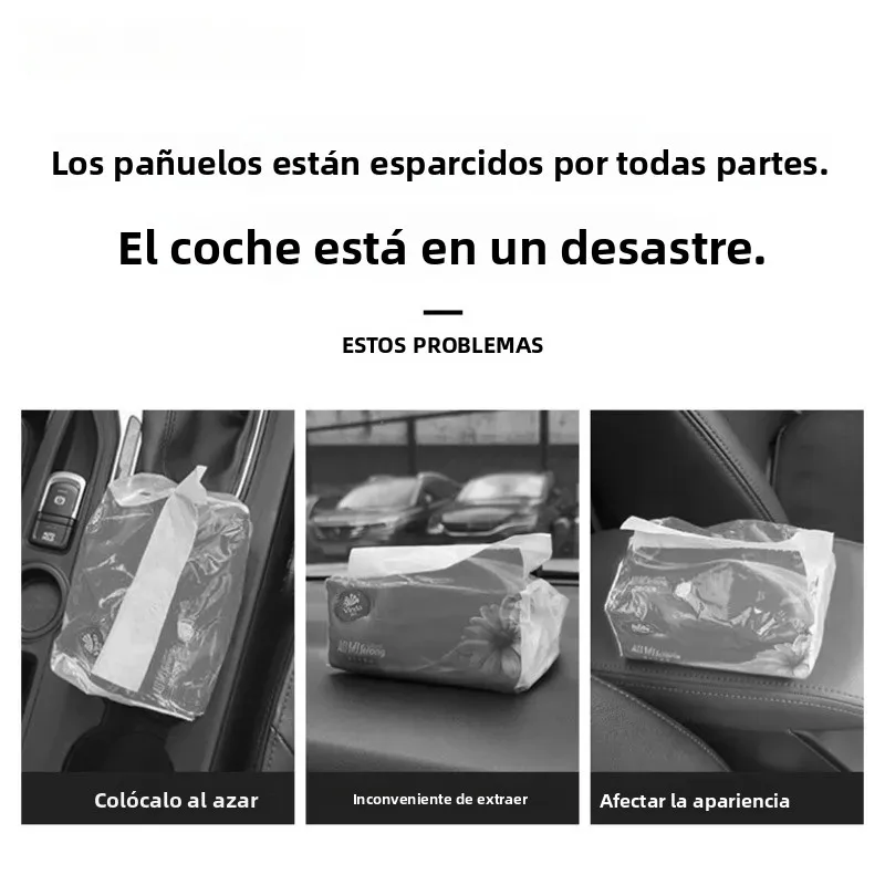 Caja de pañuelos para coche con organizador interior y visera trasera - imagen 5