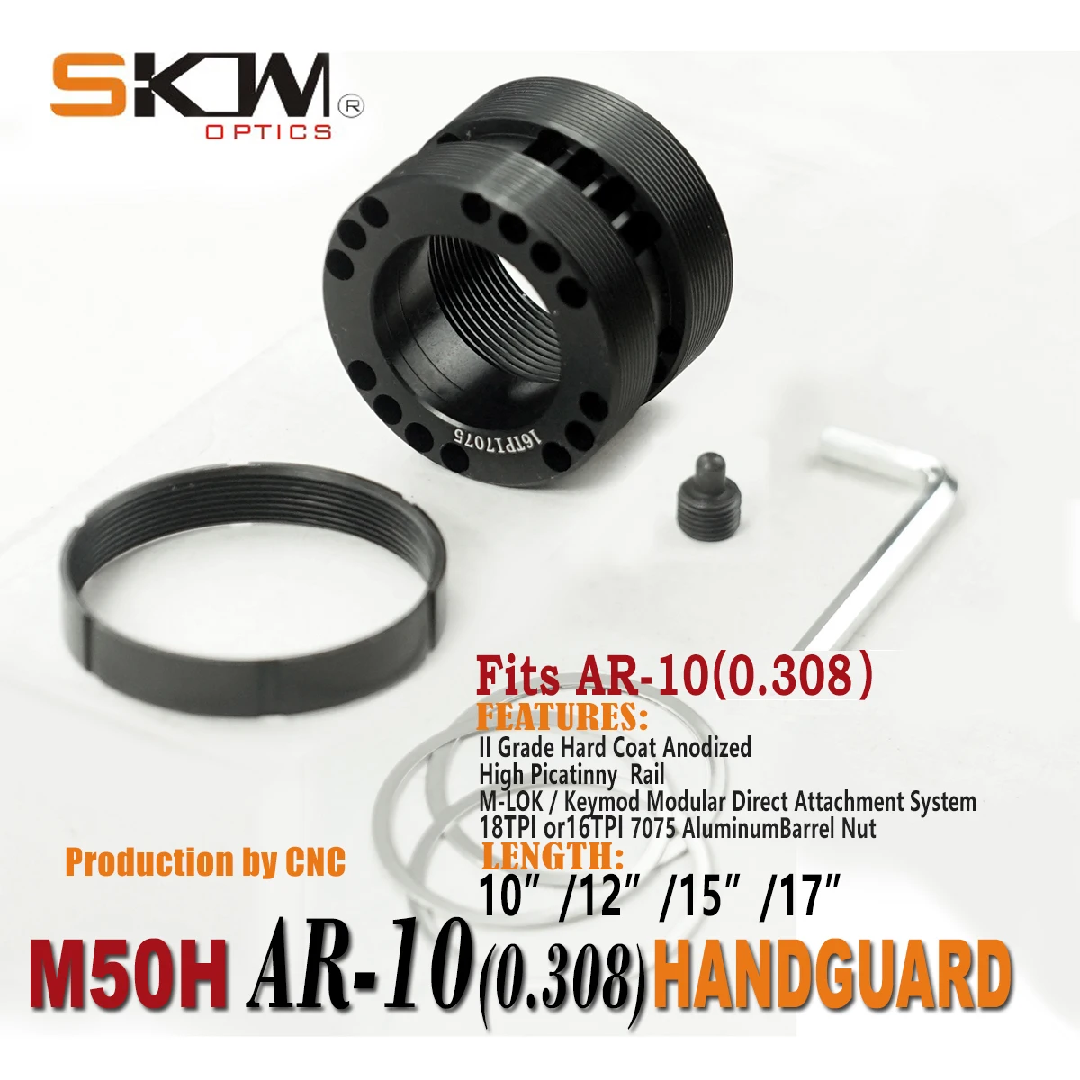 SKWOPTICS M50H guardamanos AR-10 M-Lok alto Picatinny 6061 - imagen 3