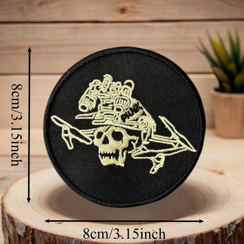 Parche calavera UAV bordado – Insignia táctica con velcro