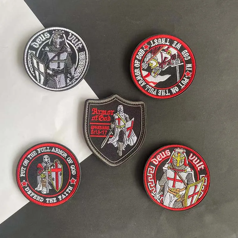 Parche táctico Knights Crusader – Emblema bordado con velcro para uniforme - imagen 4