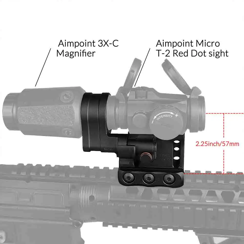 Montura para mira telescópica CNC híbrida PPT con punto rojo y lupa - imagen 2