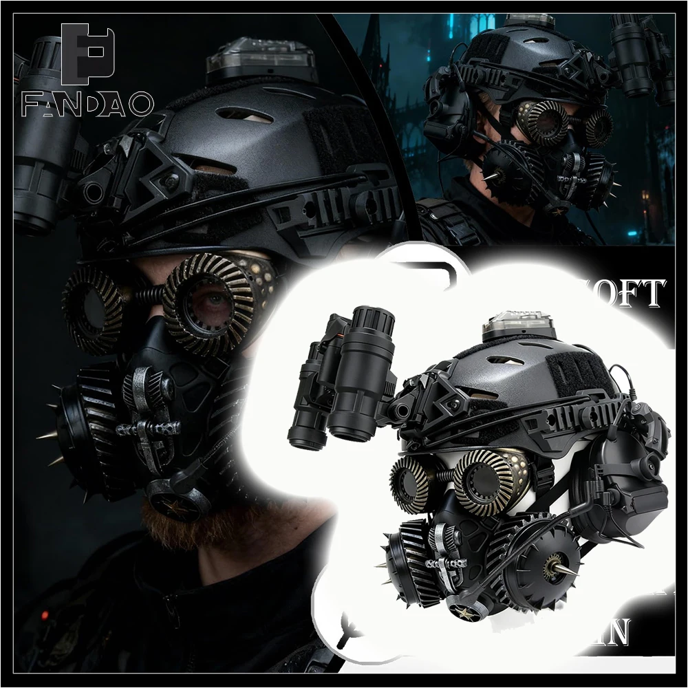 Cyberpunk Casco táctico airsoft con máscara gótica NVG