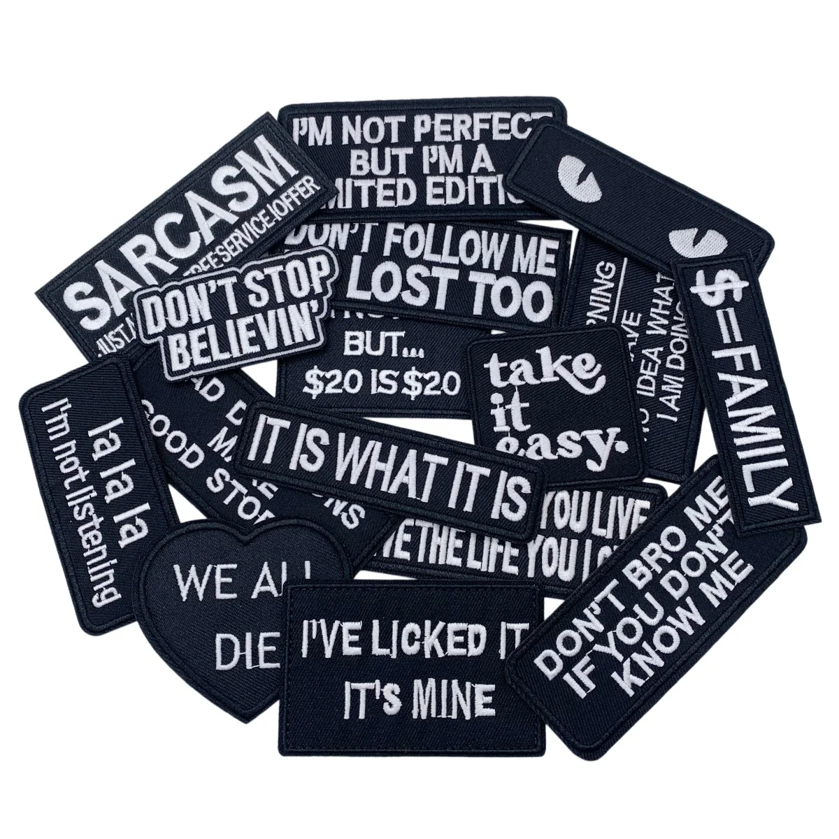 Parches termoadhesivos bordados con frases divertidas para ropa