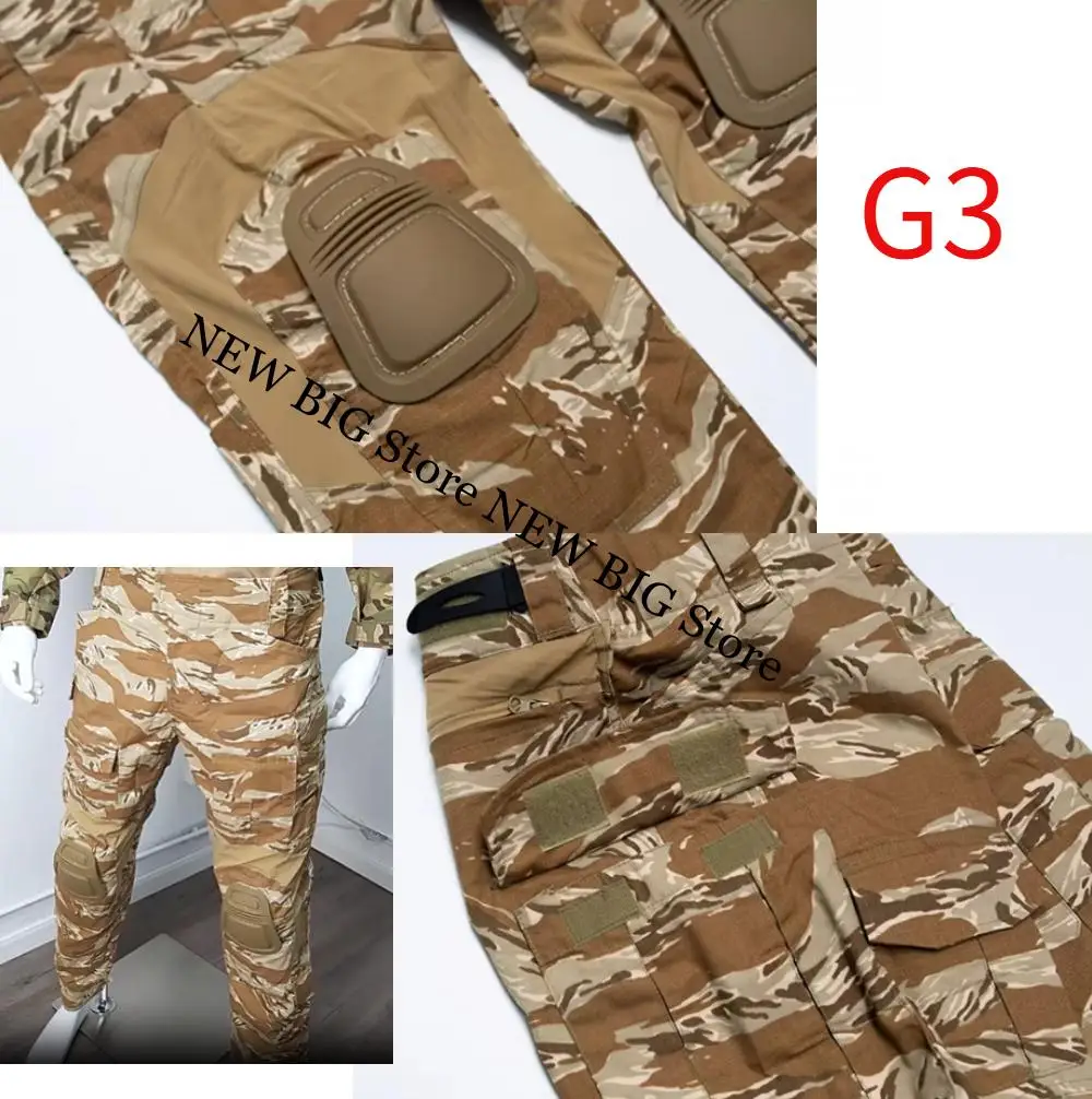 G3 Pantalones tácticos camuflaje tigre desierto con rodilleras
