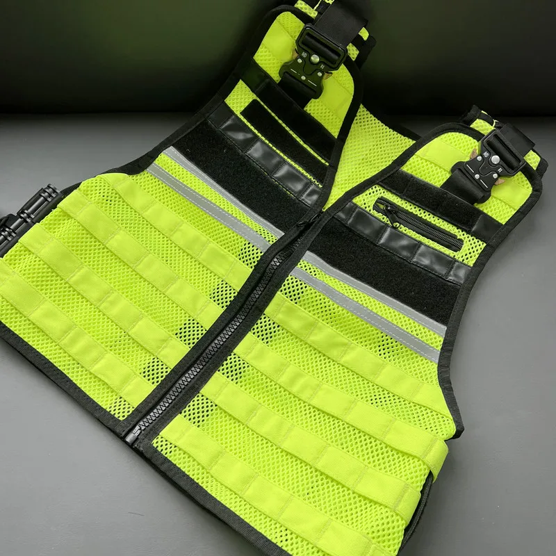 Chaleco táctico fluorescente amarillo liberación rápida seguridad - imagen 3