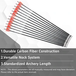 Flechas de carbono para tiro con arco, plumas pavo