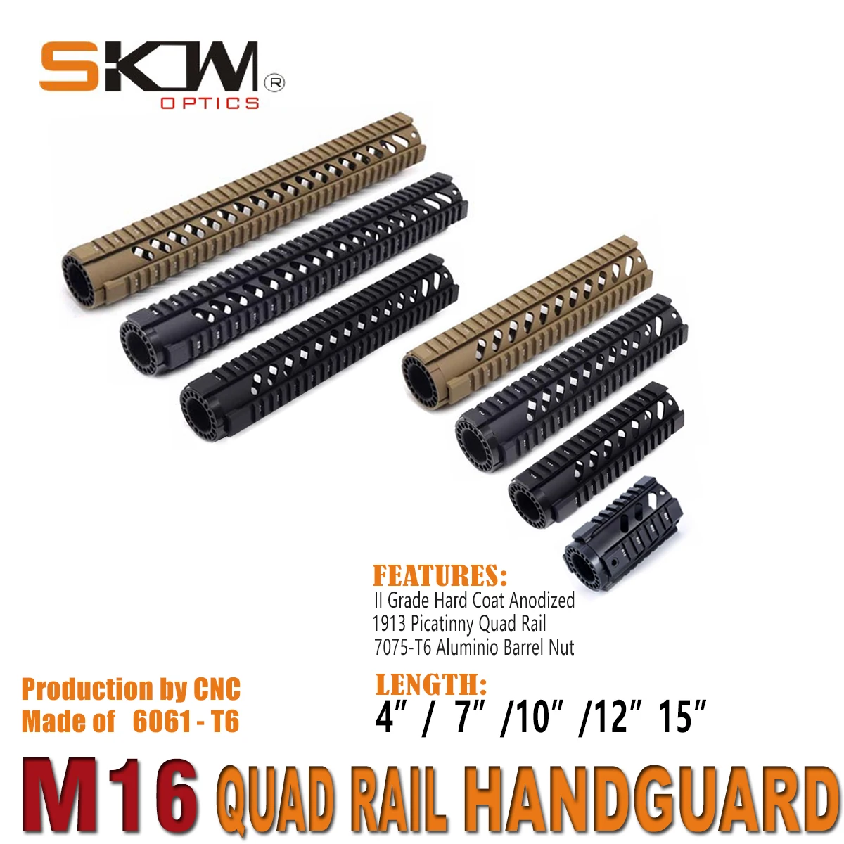 SKWoptics Free-Flot guardamanos M16 quad rail Picatinny aluminio - imagen 2