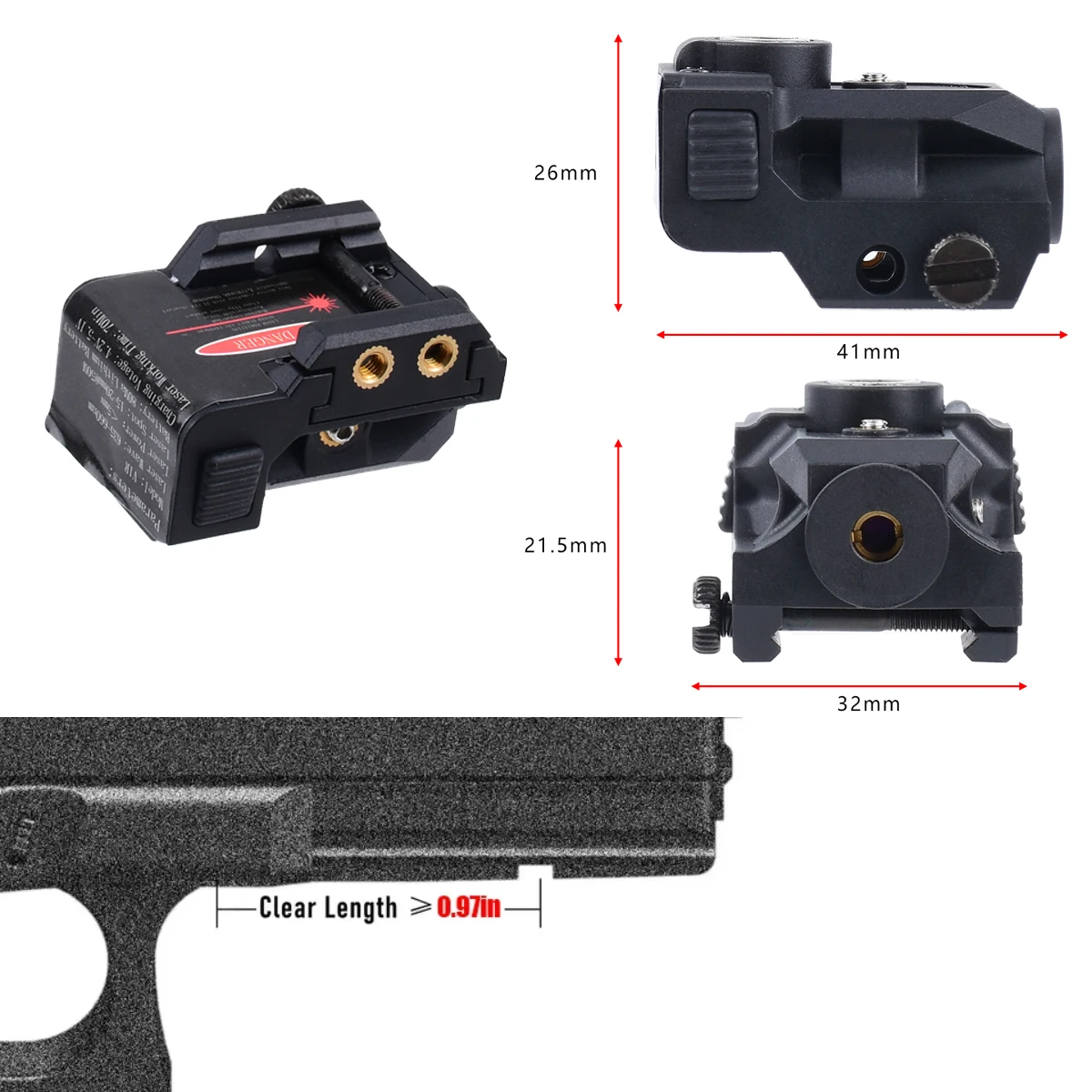Láser rojo táctico magnético recargable para Glock 43x MOS pistola - imagen 2