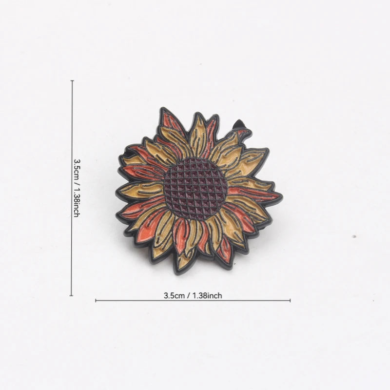 Pin esmaltado girasol vintage bohemio – insignia floral para chaqueta - imagen 5
