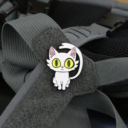 Parche metal gato blanco táctico con gancho para chaleco o chaqueta