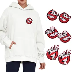 Parche bordado termoadhesivo fantasma rojo para ropa y equipo