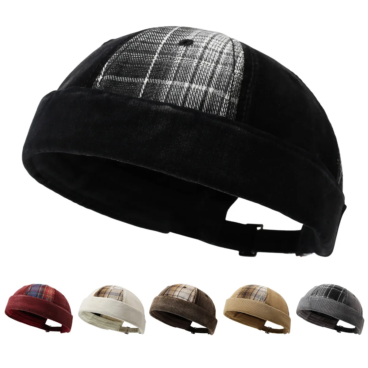 Gorro Docker retro ajustable con parches, estilo marinero unisex - imagen 5