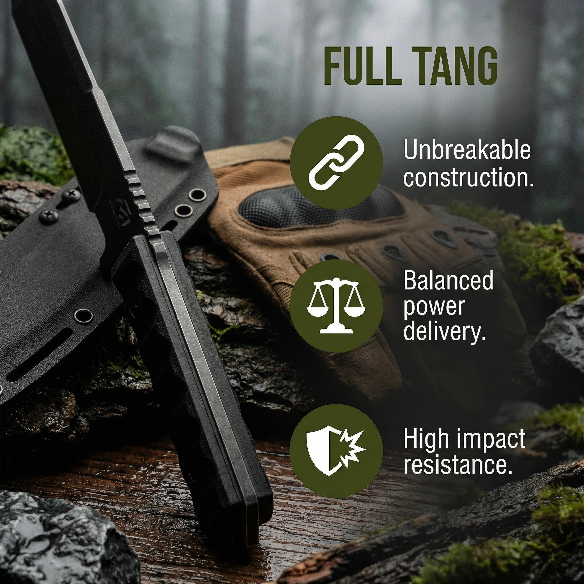 Cuchillo táctico fijo de alta resistencia con funda exterior - imagen 2