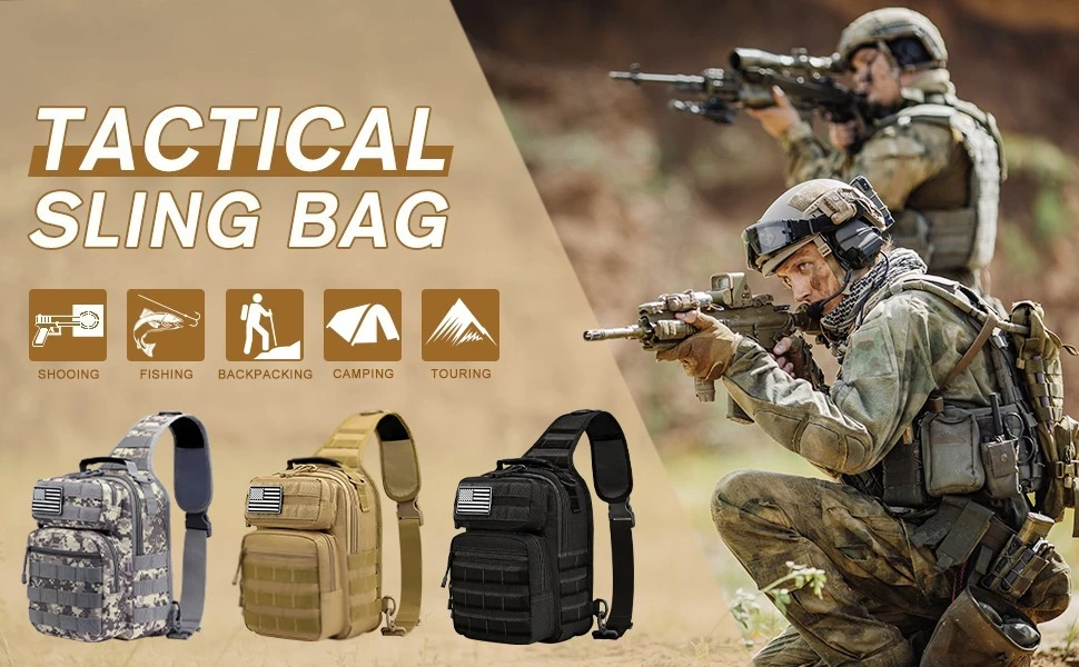 Bolso táctico tipo bandolera en uso