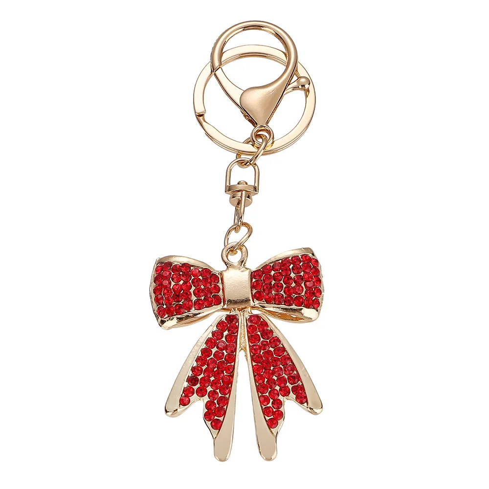 Llavero de cristal dorado con lazo brillante para bolso femenino - imagen 3