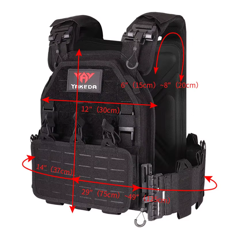 YAKEDA Portaplacas táctico ligero liberación rápida MOLLE negro - imagen 4