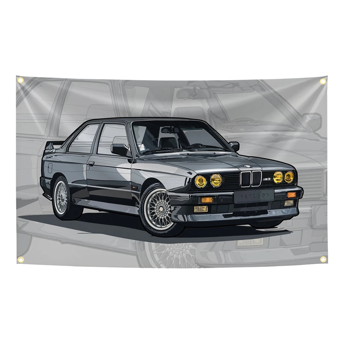 Bandera coche BMW E30 tapiz poliéster impresión digital garaje - imagen 2