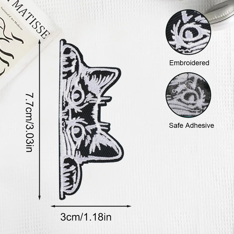 Parche termoadhesivo bordado gato furtivo insignia para ropa y gorras - imagen 5