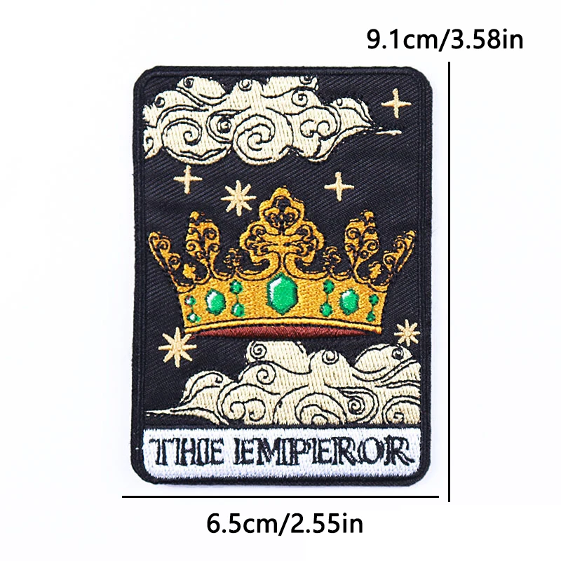 Parche termoadhesivo tarot vintage corona mística bordado para ropa - imagen 3