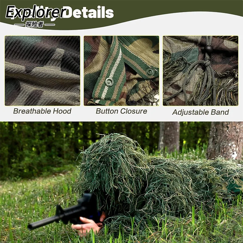 Vista del conjunto camuflado para actividades en la naturaleza