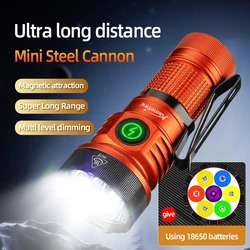 Mini linterna LED UV táctica recargable USB con imán