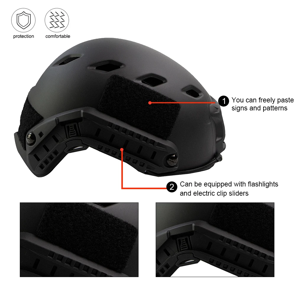 Casco táctico JOAXOR FAST BJ con riel Picatinny y perilla ajustable - imagen 3