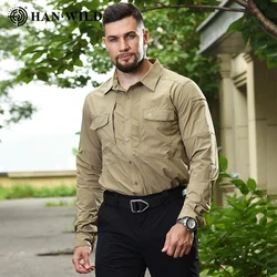 Camisa safari táctica manga larga bolsillos secado rápido