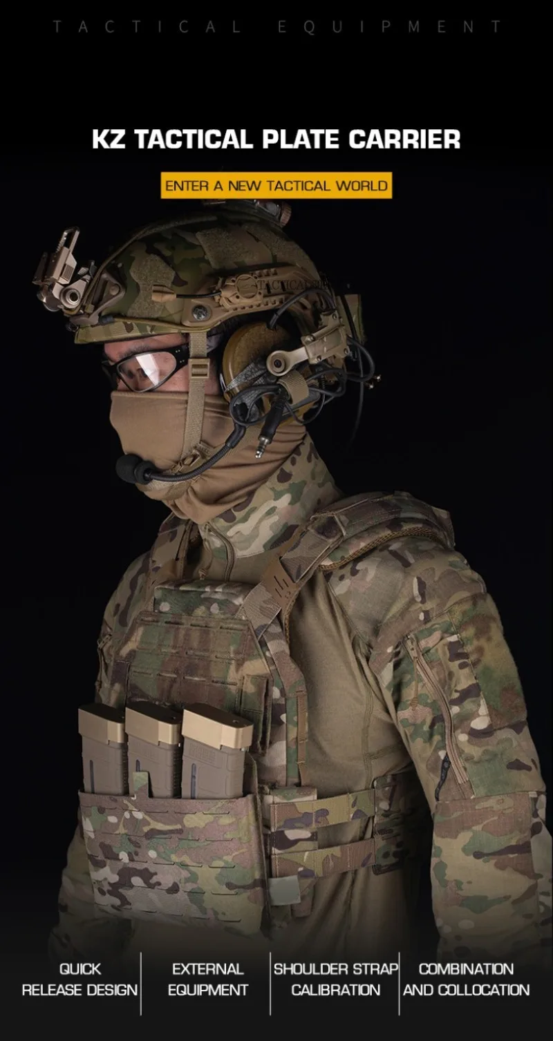 Vista frontal del plate carrier con sistema MOLLE