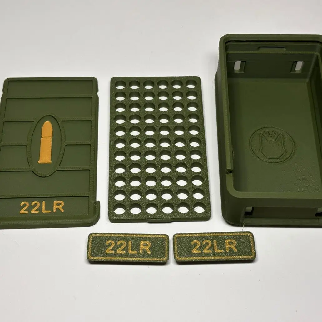 Caja de balas .22LR con tapa deslizante y diseño 3D