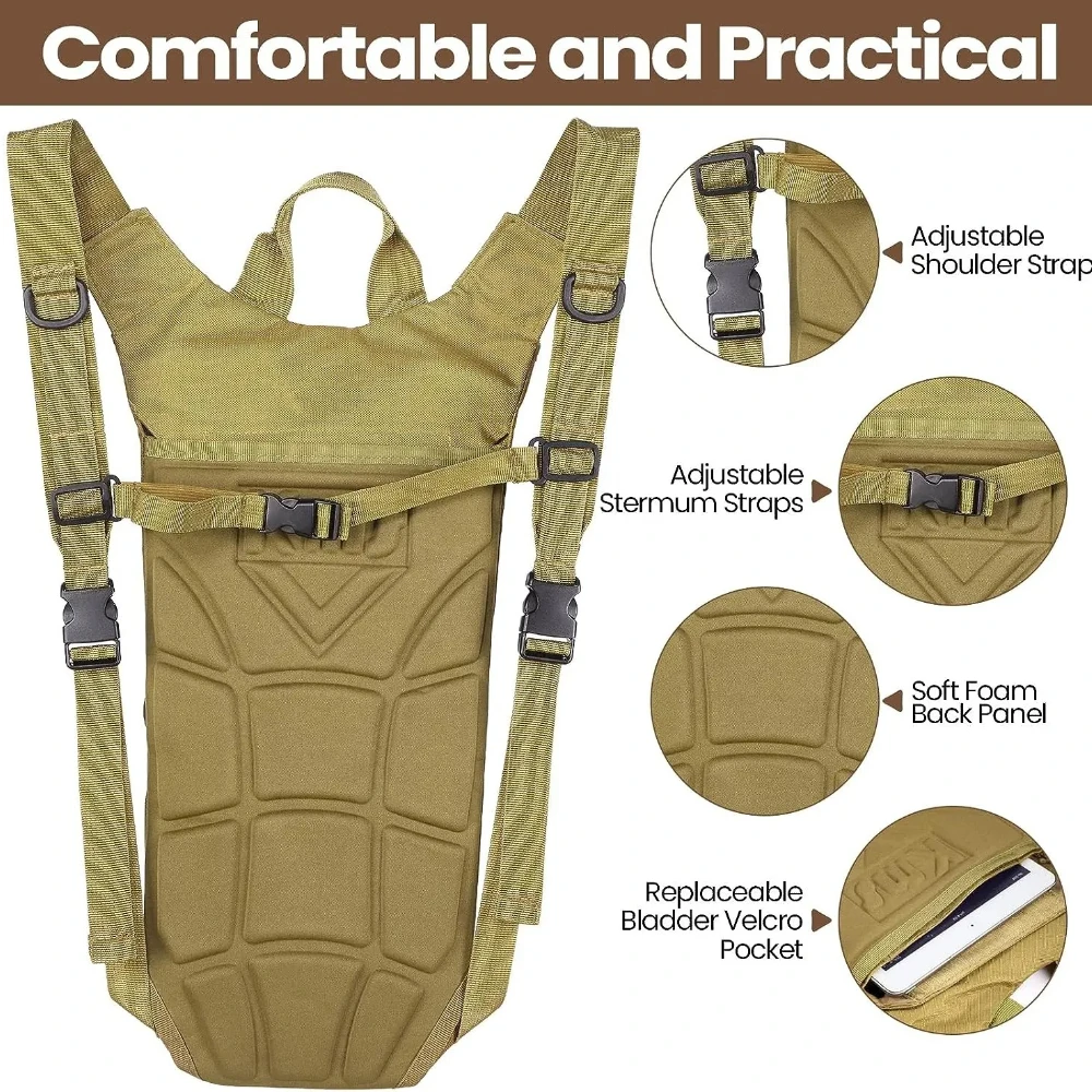 Mochila de hidratación impermeable de nailon con tubo para senderismo