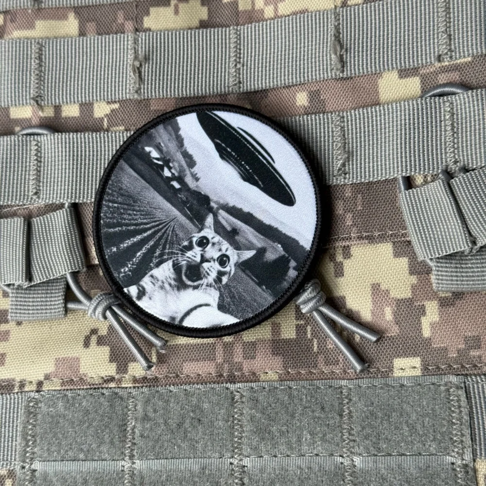 Parche velcro gato OVNI – insignia táctica gancho y bucle mochila - imagen 5