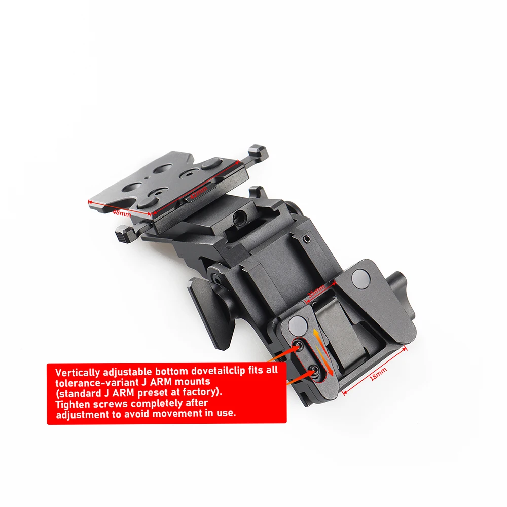 Adaptador Dovetail J para casco, aluminio ligero para PVS14/PVS15/18 - imagen 2