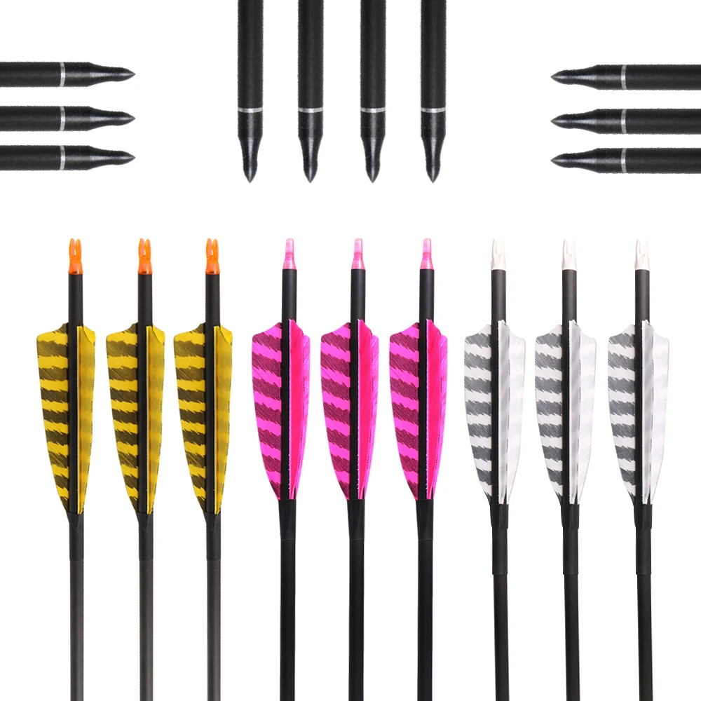 Toparchery Flechas de carbono con punta y pluma natural - imagen 2