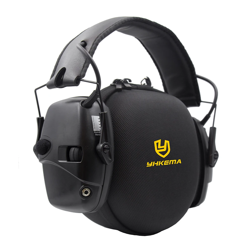 Funda táctica negra para auriculares plegables vista lateral
