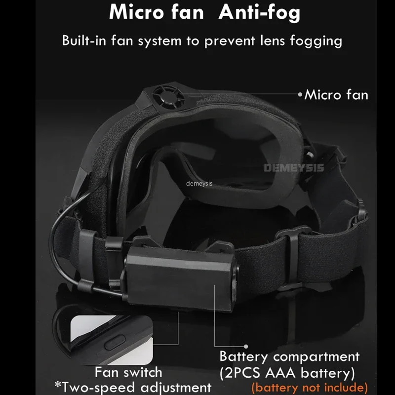 Gafas tácticas con microventilador – Airsoft, paintball y senderismo - imagen 4