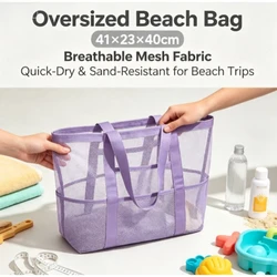 Bolsa de playa de malla plegable de gran capacidad