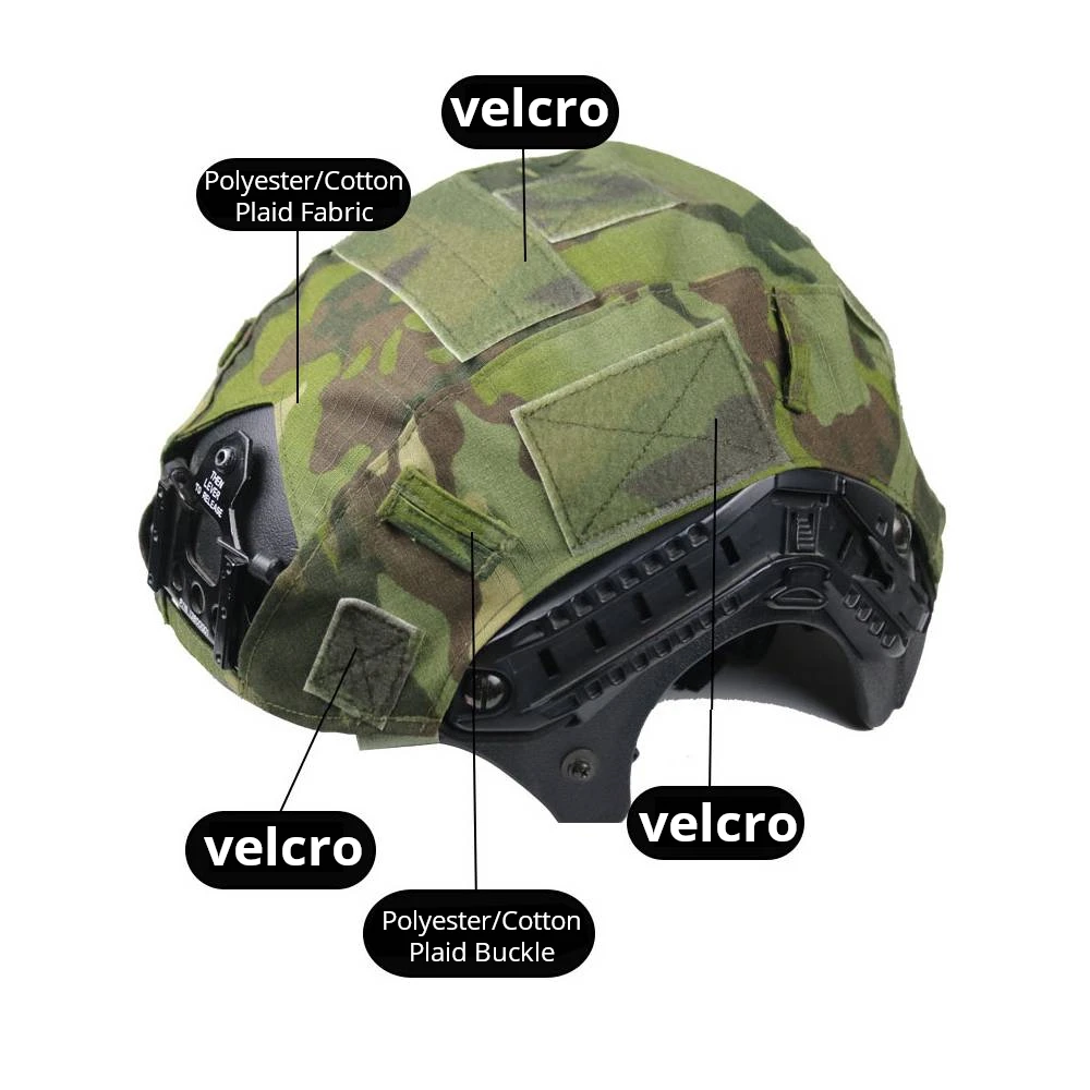 Funda de casco rápida táctica algodón y poliéster EMR camuflaje