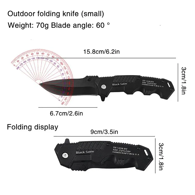 Cuchillo plegable EDC de acero inoxidable para pesca, camping y caza - imagen 5