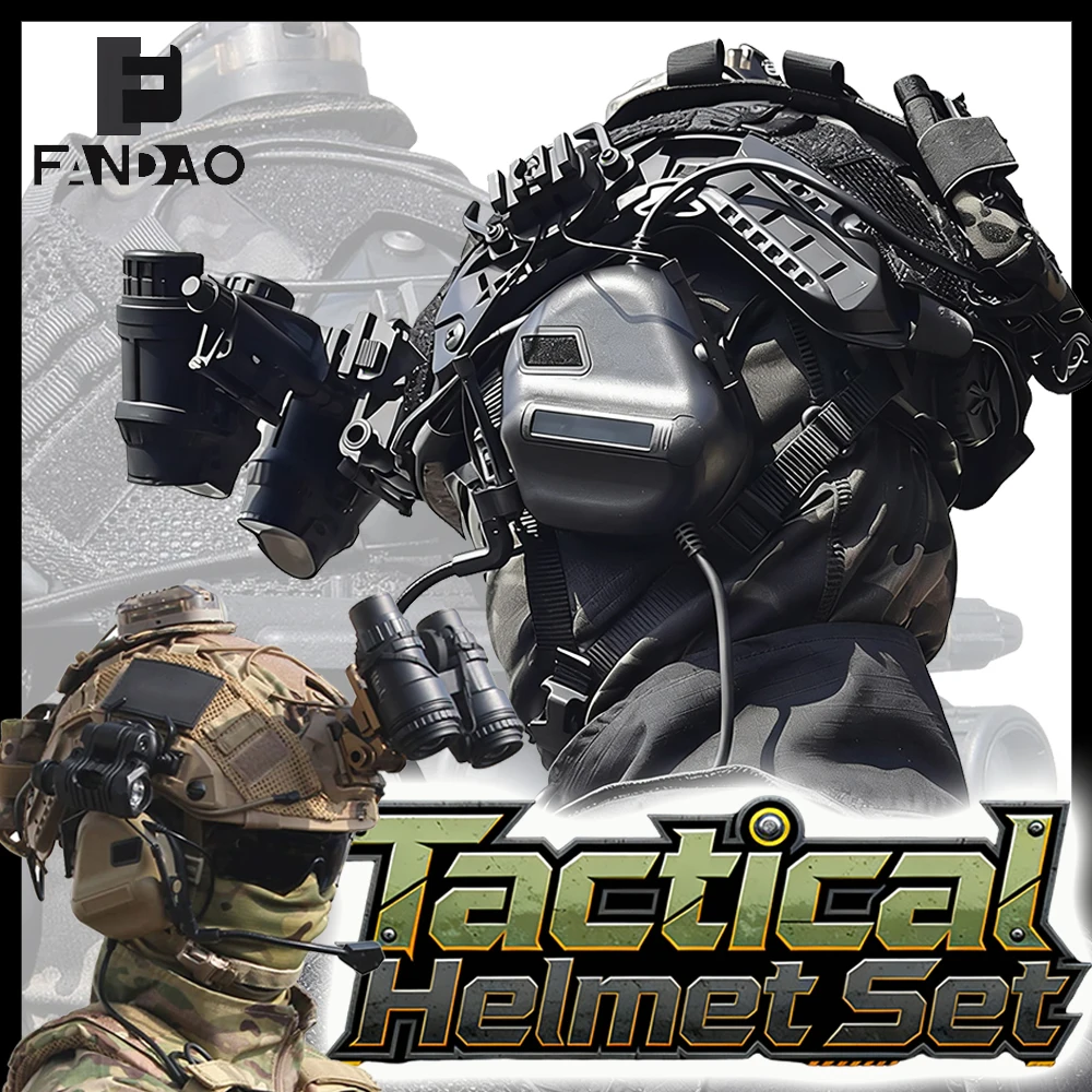 Casco táctico rápido con gafas de protección facial y auriculares NVG - imagen 5