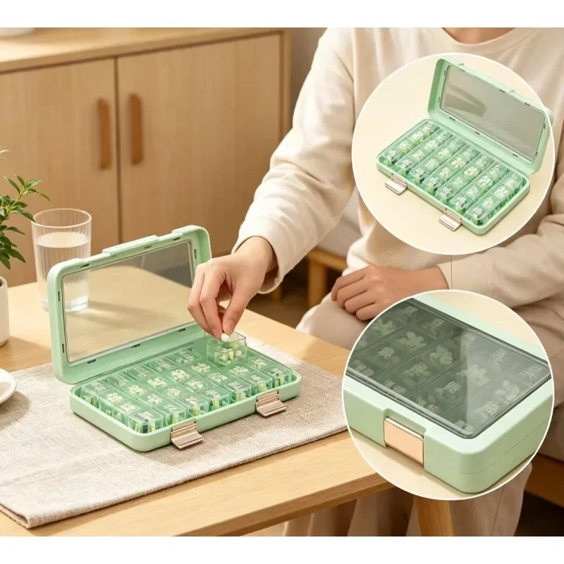 Pastillero organizador de medicamentos para viajes con compartimentos - imagen 4