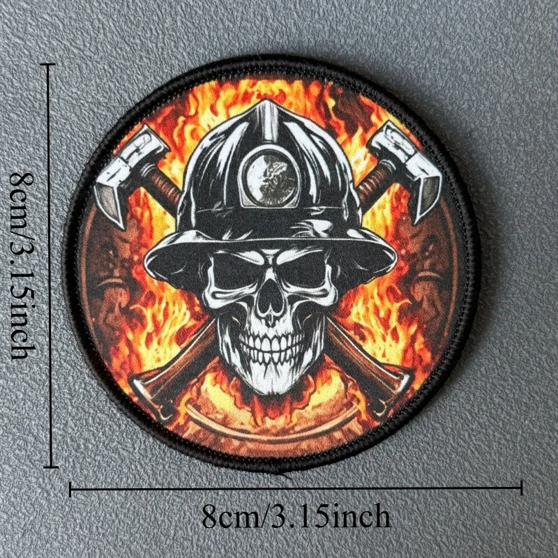 Parche táctico de calavera bombero con hacha – Gancho y bucle - imagen 4