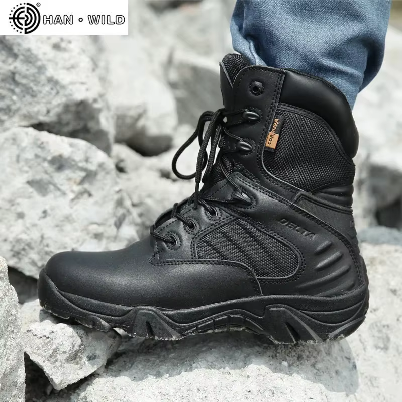 Botas tácticas impermeables hombre – Cuero genuino con cordones - imagen 3