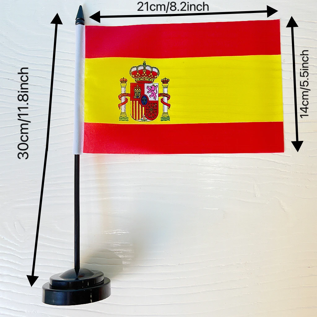 Banderín España para escritorio con soporte de pie resistente