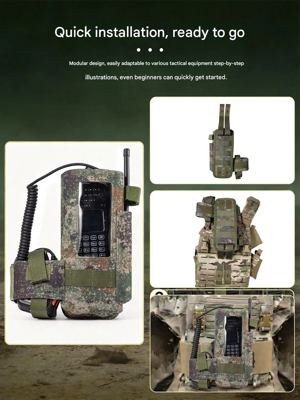 Bolsa táctica MOLLE universal para radio walkie talkie cinturón EDC - imagen 4