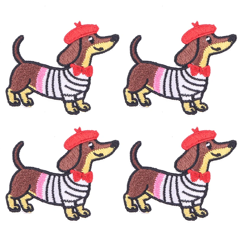 Parche termoadhesivo bordado perro salchicha con corazón – DIY